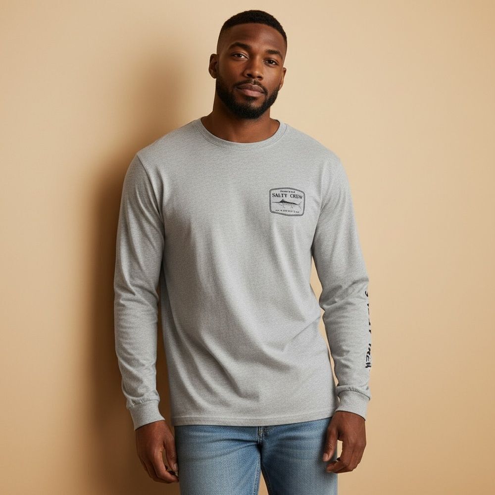 Salty Crew Men's Graphic Long‎ Sleeve T-Shirt Gray Maritime Adventure 3X